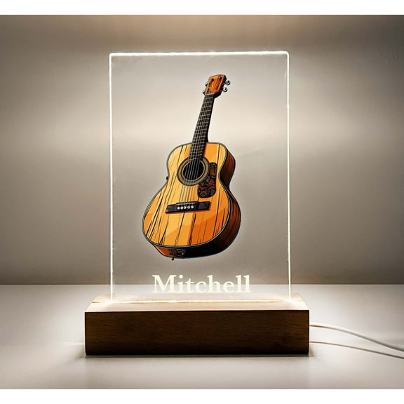 Classic Guitar Player LED Night Light Up Desk Table Lamp Personalized String Instrument Music Theme Gift Lovers Gift for Guitarist Musicians