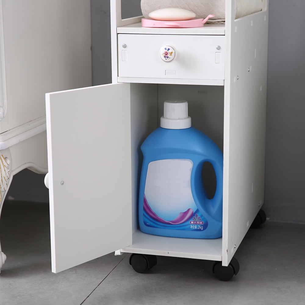 Kepooman Bathroom Narrow Cabinet Shelf with Wheels for cosmetic Washing supplies Kepooman Bathroom Narrow Cabinet Shelf with Wheels for cosmetic Washing supplies