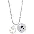thumbnail image 1 of Delight Jewelry Silvertone Butterfly Silhouette Silvertone Script Initial Disc - M - Charm Necklace, 20"+3", 1 of 4