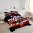 thumbnail image 2 of Speed Sports Car Comforter Set Extreme Sports Bedding Set Decor Red Comforter Microfiber Checkerboard Quilt Set Bedroom Bedclothes, 2 of 6