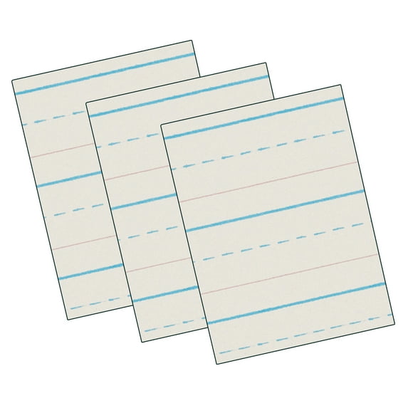 Pacon Newsprint Handwriting Paper, Skip-A-Line, Grade 1, 1/2" x 1/4" x 1/4" Ruled Long, 11" x 8-1/2", 500 Sheets Per Pack, 3 Packs