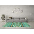 thumbnail image 3 of Ahgly Company Indoor Square Abstract Turquoise Blue Modern Area Rugs, 7' Square, 3 of 4