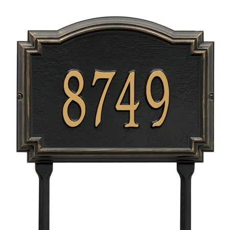 Personalized Whitehall Products Williamsburg 1-Line Standard Lawn Plaque in Black/Gold