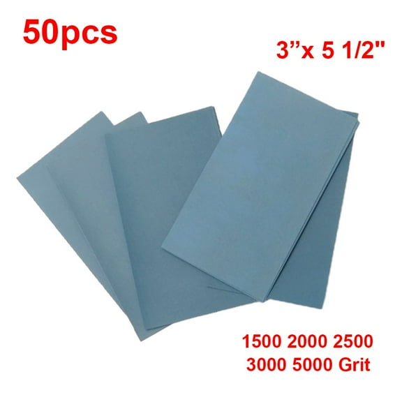 1500 2500 3000 5000 Grit Sandpaper Wet/Dry 3"x 5 1/2 50pcs For Polishing