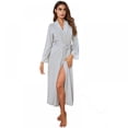 thumbnail image 1 of Taykoo Women Sexy Bathrobe Lace Satin Lingerie Long Sleeve Solid Color Cotton Nightie Robes Casual Home Wear, 1 of 6