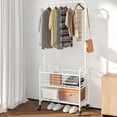 thumbnail image 4 of Laundry Basket with Wheels Rolling Laundry Hamper Laundry Sorter Cart Shelf Hanging Rack,White, 4 of 12