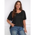 thumbnail image 3 of LANREMON Womens Tops Short Sleeve Summer Plus Size T shirt Loose Top Crew Neck Top Basic Cotton T Shirts Casual Summer Clothes Black 4XL, 3 of 8