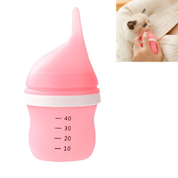 Kitten Bottles for Nursing,40ml Puppy Bottles for Nursing Puppy Milk, Anti-Choking Puppy Feeder Design, with 2 Extra Replaceable Silicone Nipples, Pink