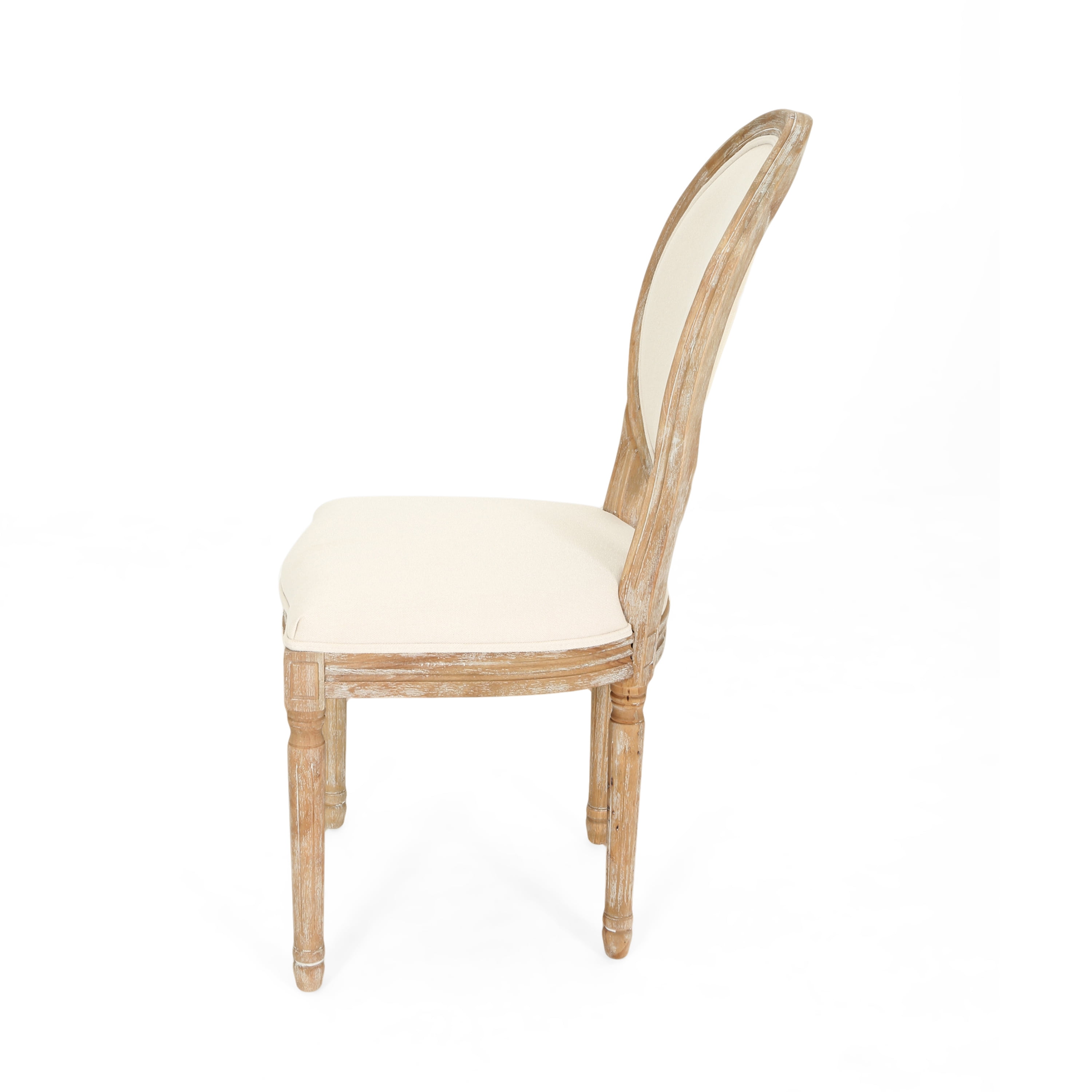 Noble House Nicole Farmhouse Fabric Dining Chairs, Set of 2, Beige, White, Blue