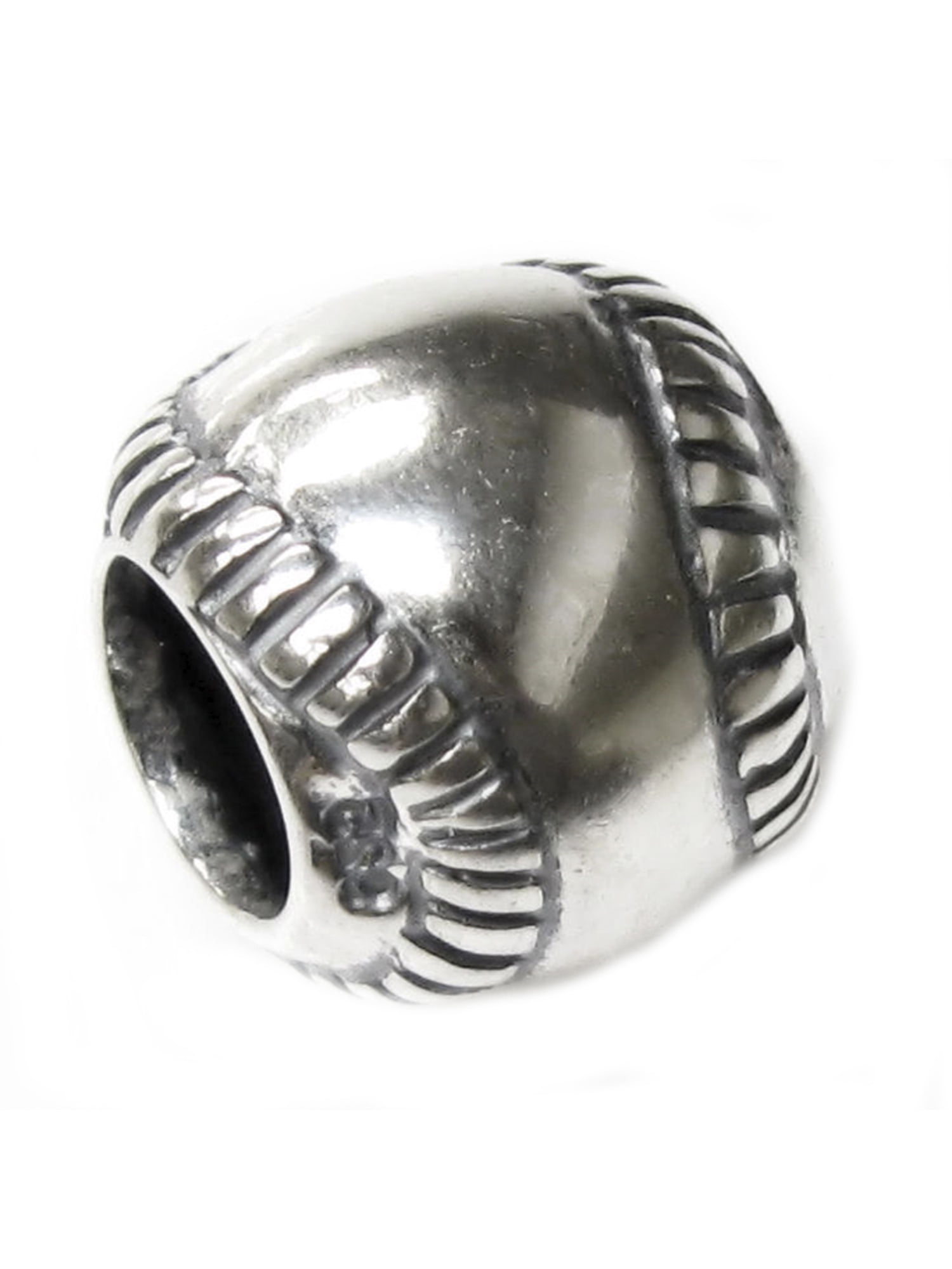 Solid 925 Sterling Silver Baseball Charm Bead