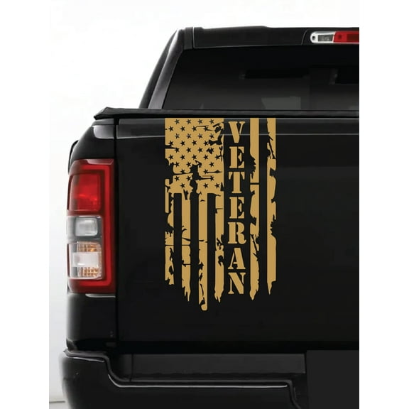AnyStickerYouWant Veteran Vietnam Retired Distressed American USA US Flag Truck Tailgate Vinyl Decal Compatible with Most Pickup Trucks – Sticker Decal (11" x 20")