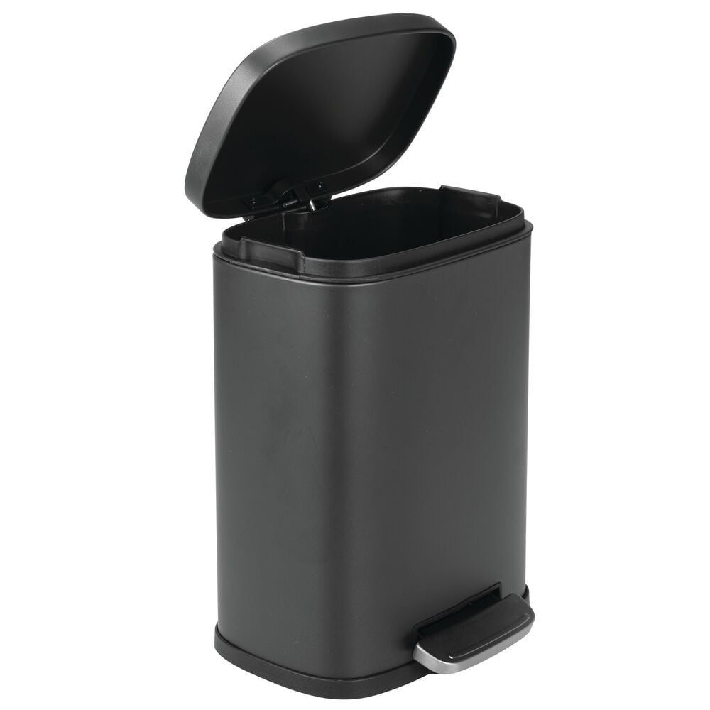 15L Litre Small Metal Rubbish Dustbin Mini Colour Lidded Storage Bin Bucket Black 