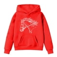 thumbnail image 3 of SUYIDA Horse Print Hoodie for Kids Long Sleeve Sweatshirt Casual Pullover Top Back to School Everyday Wear Hoodie, 3 of 3