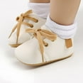 thumbnail image 3 of Baby Boys Girl Lace Up Leather Sneakers Soft Rubber Sole Infant Moccasins Newborn Oxford Loafers Rubber Sole Anti-Slip Toddler Wedding Uniform Dress Shoes 0-18 Months, 3 of 7