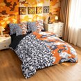 thumbnail image 2 of Manfei Minimalst Cheetah Camo Twin Bedding, Mid Century Animal Print Bedding Comforter Set, Gray Orange, Black Reversible, 7pcs, 2 of 6