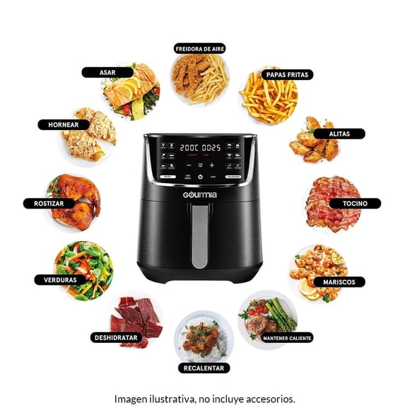 Freidora de Aire Gourmia de 3.7 L / 4 Qt con 12 Preajustes de un Solo Toque Negra