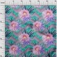 thumbnail image 3 of oneOone Cotton Silk Turquoise Green Fabric Florals Craft Projects Decor Fabric Printed By The Yard 42 Inch Wide, 3 of 4