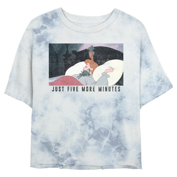 Junior's Cinderella Just Five More Minutes Crop Graphic Tee White/Blue 2X Large