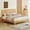 Natural, variant on VanAcc Queen Size Bed Frame, Solid Wood Platform with Wooden Headboard for Bedroom, Walnut