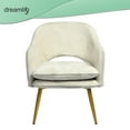 thumbnail image 4 of Velvet Accent Chair Hollow Back Armchair with Golden Legs for Living Room Bedroom Home Office, Modern Channel Tufted Back Club Chair - Beige, 4 of 10