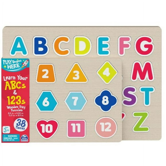 6059544 - CHUNKY WOOD PUZZLE ABC 123 36PCS/SET