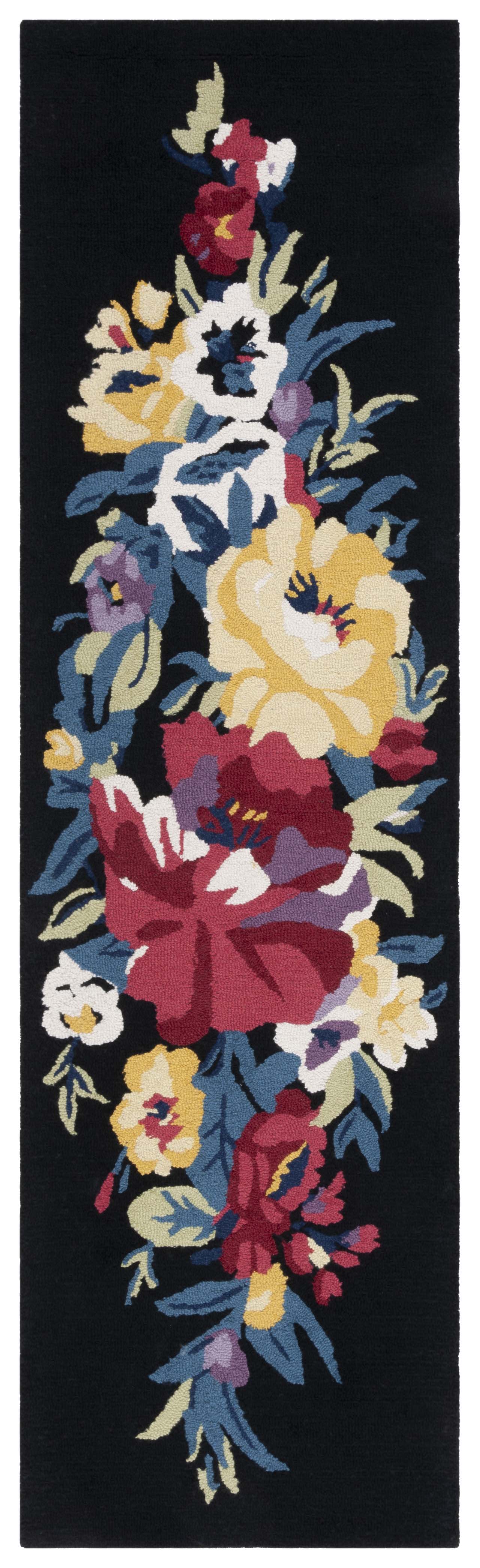 Safavieh Chelsea Ainsley Floral Runner Rug, Black/Rose, 2'3" x 8'