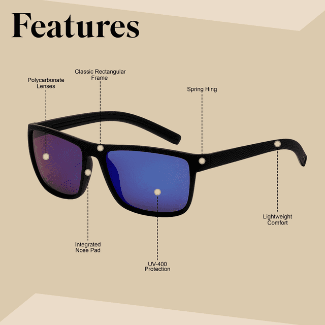 OWL Men's Sport Sunglasses for Men- UV400 & Stylish Frame Eyewear- Ideal for Sports Activities - Blue Mirror