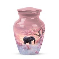 Elephant Little Urns For Male - Pink Decorative Urns For Human Ashes For Female, 3 Inch - Cherry Blossom Memorial Cremation Urn For Ashes For Women - Small Urn For Mother