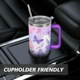 thumbnail image 7 of Watercolor Butterfly Gradient 40 Oz Tumbler with Handle Lid and Straw, Stainless Steel Double Walled Vacuum Insulated Cup, Cute Birthday Gifts Tumbler for Women Men Friends, 7 of 7