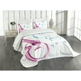 thumbnail image 3 of Ambesonne Guitar Quilted Bedspread Set 3 Pcs, Watercolor Music Making, Queen Size, Magenta Blue White, 3 of 5