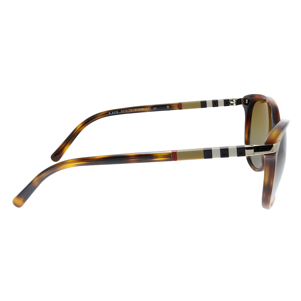 Burberry BE 4216 Plastic Womens Cat-Eye Polarized Sunglasses Light Havana 57mm Adult - image 3 of 3