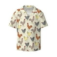 thumbnail image 4 of Uemuo Funny Chicken Pattern Cotton Linen Short Sleeve Shirts,Casual Lightweight Button Down Shirts,Vacation Beach Summer Tops-Small, 4 of 7