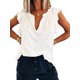 thumbnail image 1 of Blusa Informal de Verano con Volantes y Corta para Mujer, Cuello en V, Blusa de Trabajo, Elegante Camiseta de Oficina S, 1 of 7