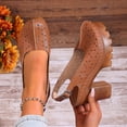 thumbnail image 3 of HomeDM Platform Heels Sandals for Women Closed Toe Slingback Slip-On Party Prom Pumps Shoes, Brown Size 9.5, 3 of 10