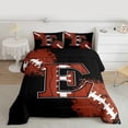 thumbnail image 2 of Homewish Rugby Ball Print Bedding Comforter Set,Brown Football Pattern Twin Comforter Sets,First Letter E Bedding Set For Girls,Super Cozy Room Decor Reversible,2-Piece, 2 of 8