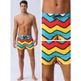 thumbnail image 4 of DARING DIVA Men's Geometric Patterns Elastic Waist Board Shorts 32 Blue Yellow, 4 of 6
