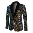 thumbnail image 4 of Cloudstyle Men's Shawl Lapel Sequined Blazer, Slim Fit Crinkle-Texture Dinner Jacket for Banquets & Events, 4 of 10