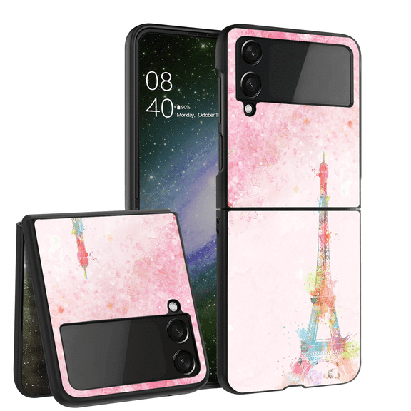 ANJ  Hard Protective Printed Case Cover Compatible with Samsung Galaxy Z Flip 4 - Eiffel Blossom
