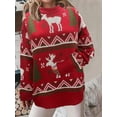 thumbnail image 1 of Suéter navideño de punto con capucha y manga larga cálida para mujer para otoño e invierno, 1 of 3