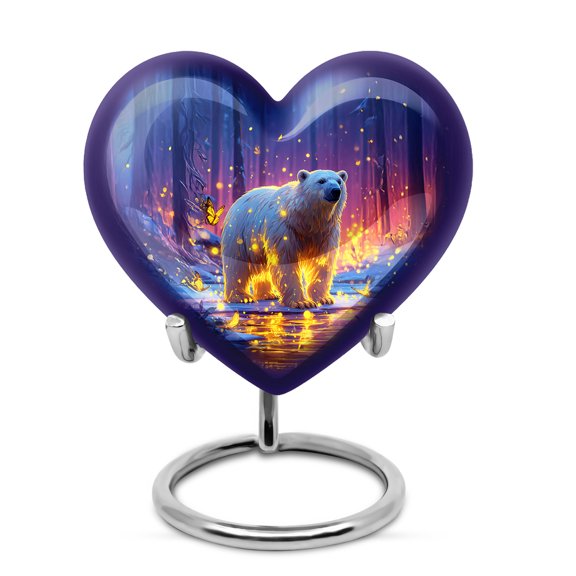 MUKTIVE Polar Bear Funeral Urns for Adult Male, Butterfly Burial Blue Urns for Human Ashes Adult Female, Keepsake Decorative Urn for Mom, Forest Cremation Urn for Loved ones Ashes, 3 Inch