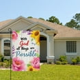 thumbnail image 2 of AMHNF Linen Garden Flag With God All Things Are Possible with Colorful Flowers for Spring Summer Home Outdoor Garden Yard Door Decor 12x18 inch, 2 of 5
