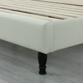 thumbnail image 4 of Oliver and Smith Queen Upholstered Platform Bed Frame -Tufted Linen 43.5'' Headboard Wood Slats - Storage Space Easy Assembly No Box Spring Needed Beige (ATHENA), 4 of 5