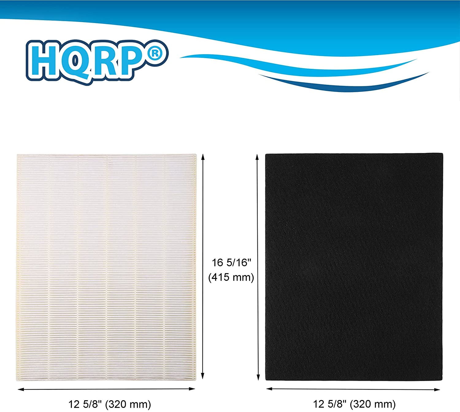 HQRP Filter Set for Winix P300 5300 5500 6300 5300-2 6300-2 C535 AM90 WAC5300 WAC5500 WAC6300 PlasmaWave Air Purifiers, Filter A 115115 Size 21 Replacement (True HEPA + 4 Carbon)