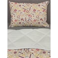 thumbnail image 3 of Fashion Comforter & Sham Bedding Set, Make Up Lipstick Rouge Mascara Nail Polish Print Woman Elements, 3 pcs Duvet Set Microfiber Filling Quilt, 5 Sizes, Pale Peach and Multicolor, by Ambesonne, 3 of 4