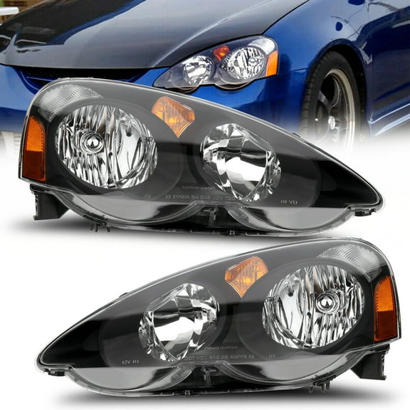 CCIYU Headlights Assembly 33151-S6M-A01 33101-S6M-A01 Black Housing Amber Reflector Clear Lens Headlamps For Acura RSX 2002-2004