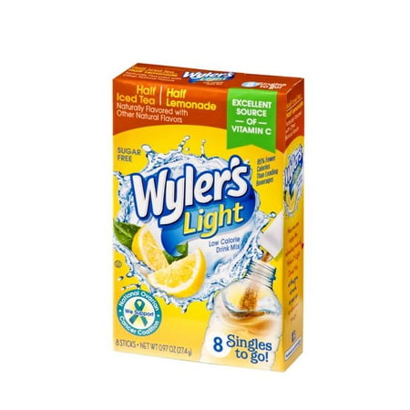 (4 Pack) Wyler's Light Drink Mix Singles To Go! Half Iced Tea/ Half Lemonade, Sugar Free, 8-ct