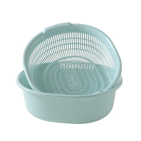 LIFKOME 2 in 1 Kitchen Strainer in Solid Color Detachable Colanders for Vegetable, Fruit Cleaning(Blue)