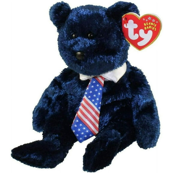 TY Beanie Baby - POPS the Bear (USA TIE Version)(8.5" Plush)(BONUS 1 RANDOM TY ERASER)