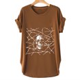 thumbnail image 2 of Mujeres Fahion Cuello redondo Mangas caídas Hombro Camiseta Estampado de calavera Blusa Túnica Tops Fridja  zx1956, 2 of 7