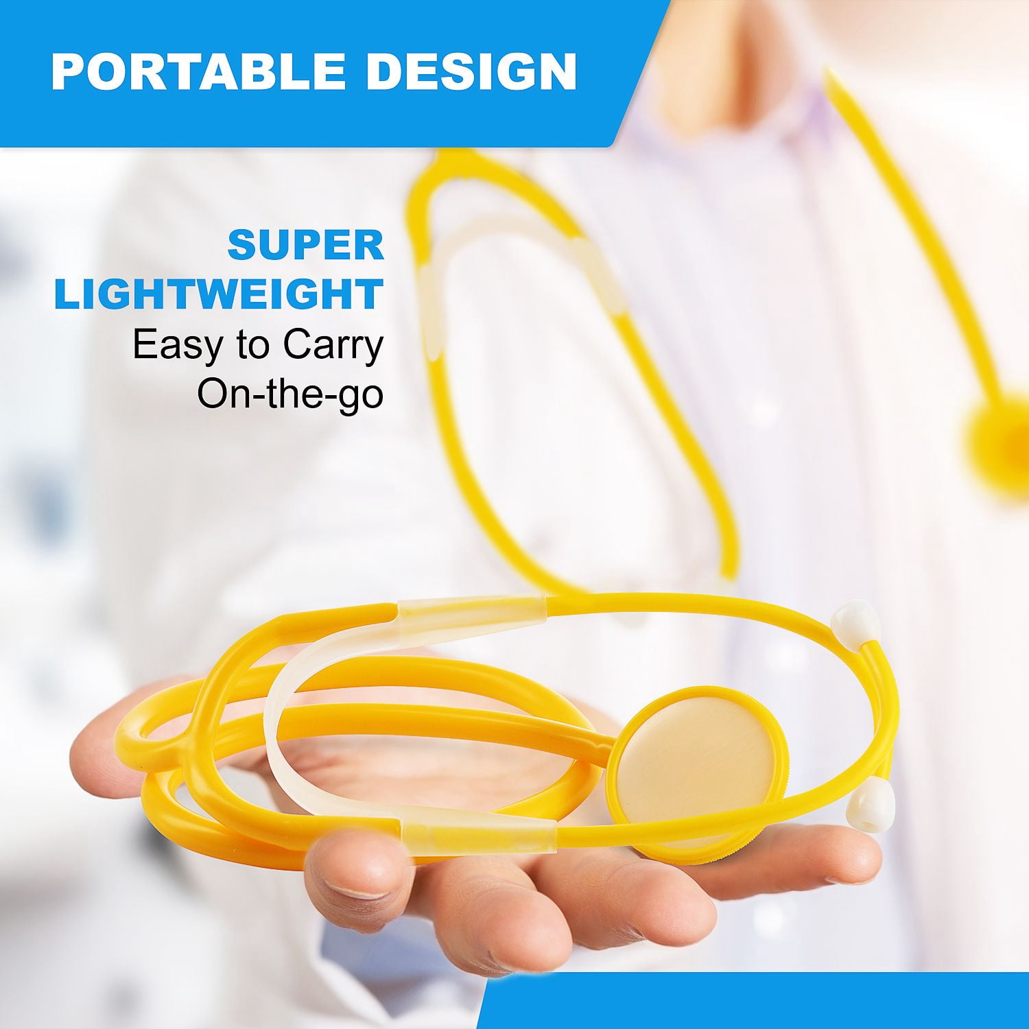 Primacare DS-9294 Pack of 10 Yellow Disposable Stethoscopes with Sound Sensitive Chestpiece and 22 PVC Tubing | Single Patient Use Ultra Lightweight Stethoscope for Home, Education, Doctors, Nurses